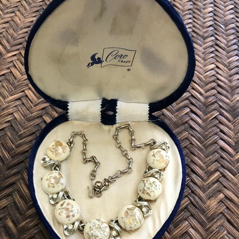 Coro Confetti Lucite Necklace, Bracelet & Case - Vintage